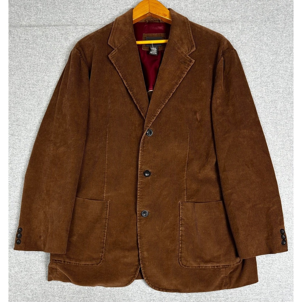 VTG Y2K St Johns Bay Corduroy Blazer Coat Mens Large Brown Unstructured Sport